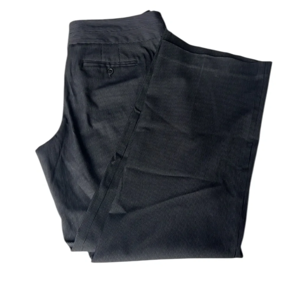 LOFT Ann Taylor Low Rise 90’s Y2K Charcoal Pinstripe Wide Leg Trousers 12